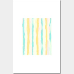 Wavy stripes in delicate colors, decorative vertical bands in joyful palette Posters and Art